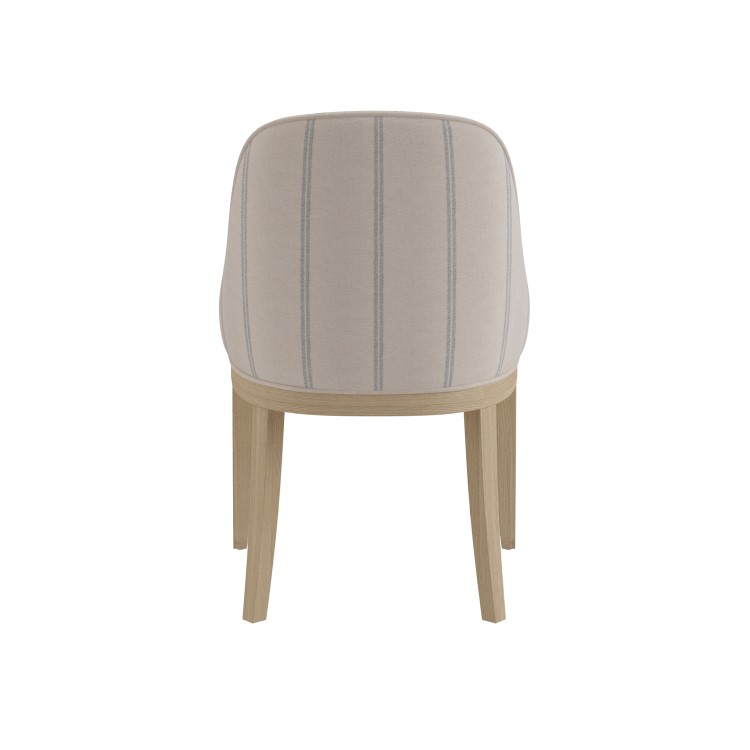 Beige and Blue Striped Upholstered Dining Chair with Solid Wood Legs - Madeline