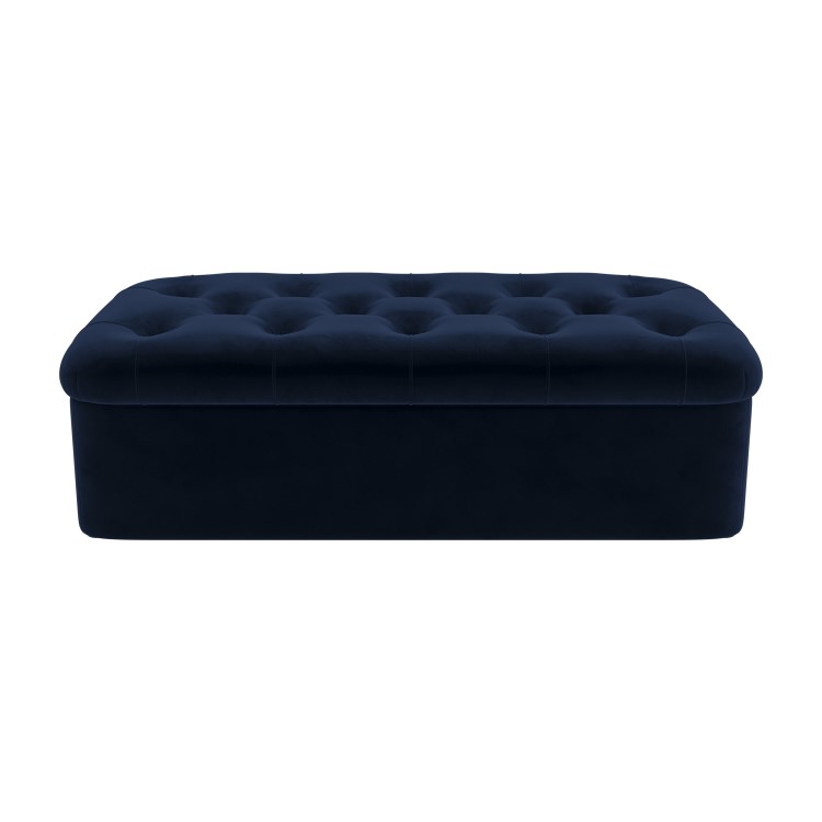 Single Footstool Sofa Bed with Mattress in Navy Velvet - Myles