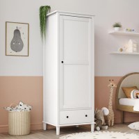 Kids White Single Wardrobe with Drawer - Marlowe Kids White Single Wardrobe with Drawer - Marlowe