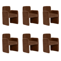 Set of 6 Rust Upholstered Dining Chairs - Mae