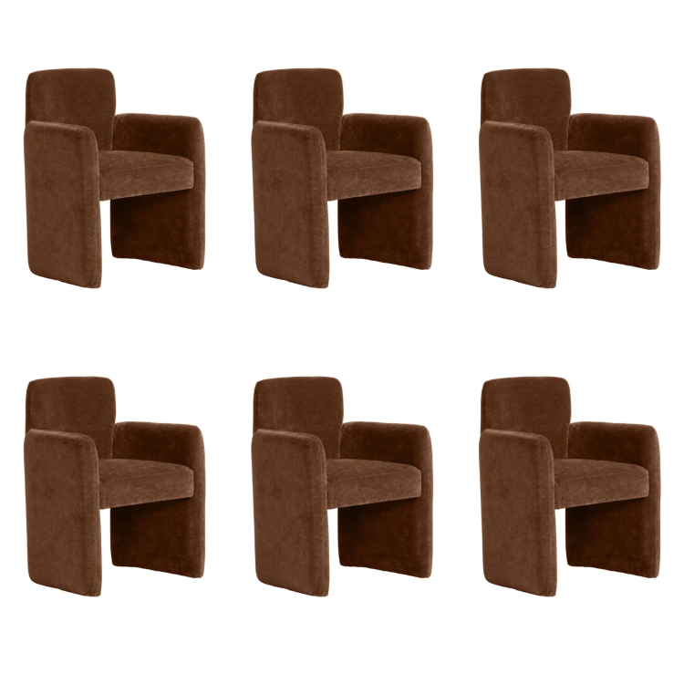 Set of 6 Rust Upholstered Dining Chairs - Mae