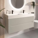 BUN/MOR1200VUBG/89327 1200mm Taupe Wall Hung Double Vanity Unit with Basin - Morella