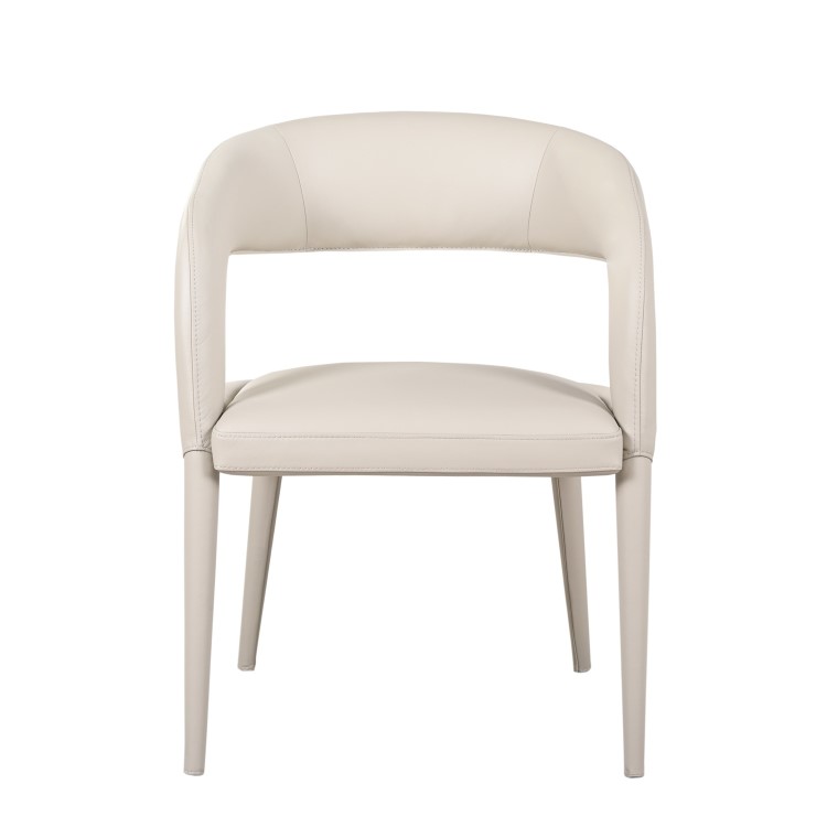 Set of 4 Beige Real Leather Dining Chairs - Josie