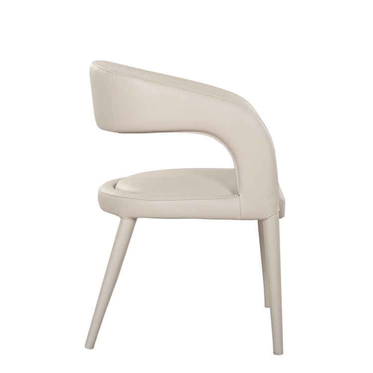Set of 4 Beige Real Leather Dining Chairs - Josie