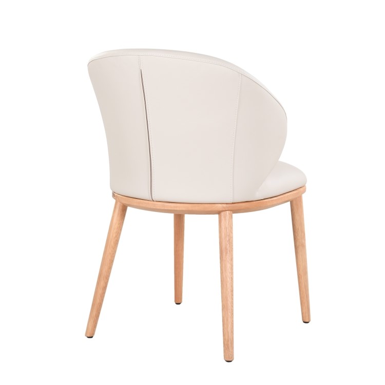 Set of 2 Cream Real Leather Dining Chairs with Oak Legs - Eren