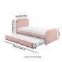 Pink Velvet Single Guest Bed with Trundle and Curved Headboard - Naomi