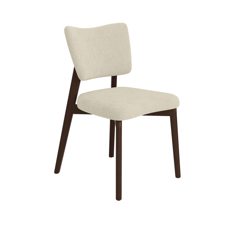 Dark Wood Folding Dining Table Set with 2 Beige Fabric Curved Back Dining Chairs - Nell
