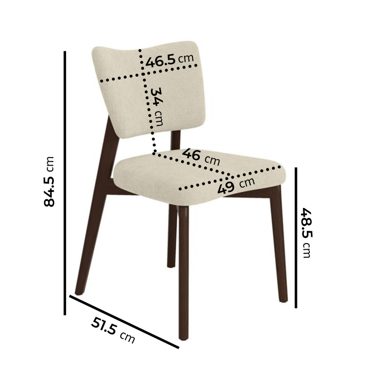 Dark Wood Folding Dining Table Set with 2 Beige Fabric Curved Back Dining Chairs - Nell