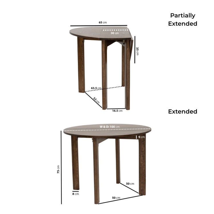 Small Walnut Drop Leaf Extendable Dining Table Set with 2 Upholstered Beige Chairs - Seats 2 - Nell