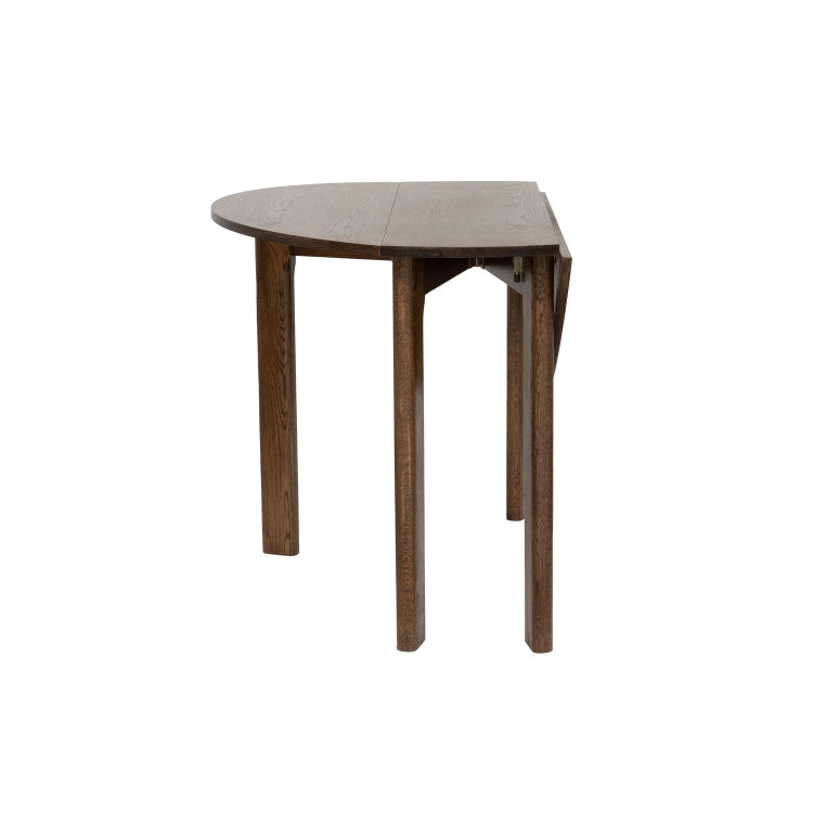 Small Walnut Drop Leaf Extendable Dining Table Set with 2 Upholstered Beige Chairs - Seats 2 - Nell