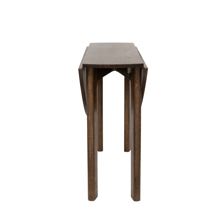 Small Walnut Drop Leaf Extendable Dining Table Set with 2 Upholstered Beige Chairs - Seats 2 - Nell
