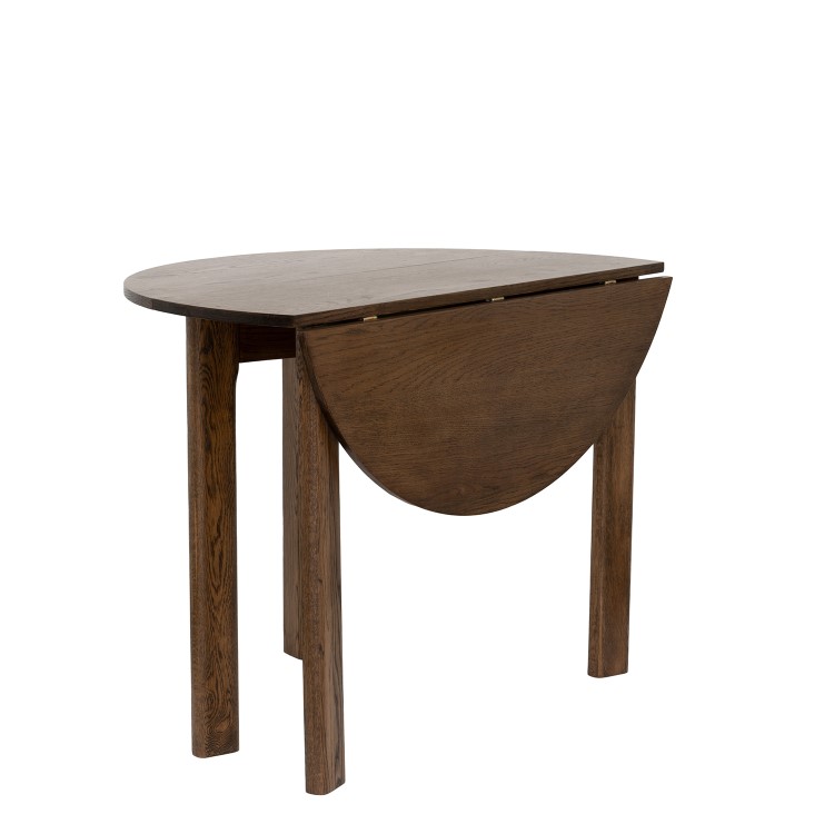 Small Walnut Drop Leaf Extendable Dining Table Set with 2 Upholstered Beige Chairs - Seats 2 - Nell