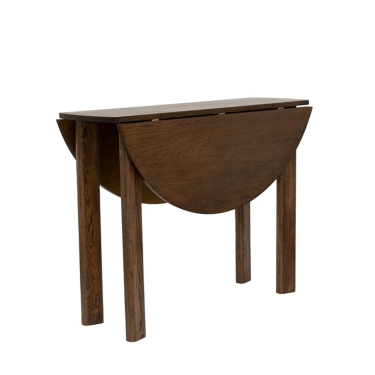 Small Walnut Drop Leaf Extendable Dining Table Set with 2 Upholstered Beige Chairs - Seats 2 - Nell