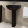 ONLY OPENED - Matt Black Modern Pedestal Basin 550mm - Newport