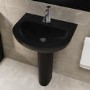 ONLY OPENED - Matt Black Modern Pedestal Basin 550mm - Newport