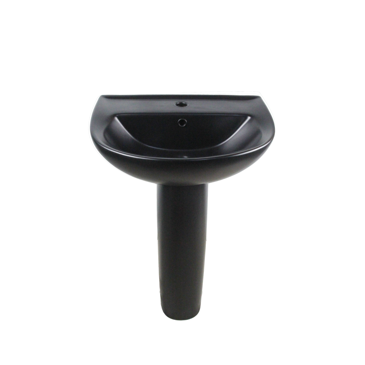 ONLY OPENED - Matt Black Modern Pedestal Basin 550mm - Newport