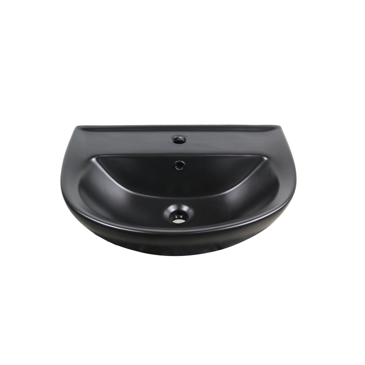 ONLY OPENED - Matt Black Modern Pedestal Basin 550mm - Newport