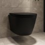 ALMOST PERFECT - Matt Black Wall Hung Rimless Short Projection Toilet with Soft Close Seat – Newport