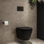 Matt Black Wall Hung Rimless Toilet with Soft Close Seat, Matt Black Pneumatic Flush Plate, 820mm Frame & Cistern – Newport
