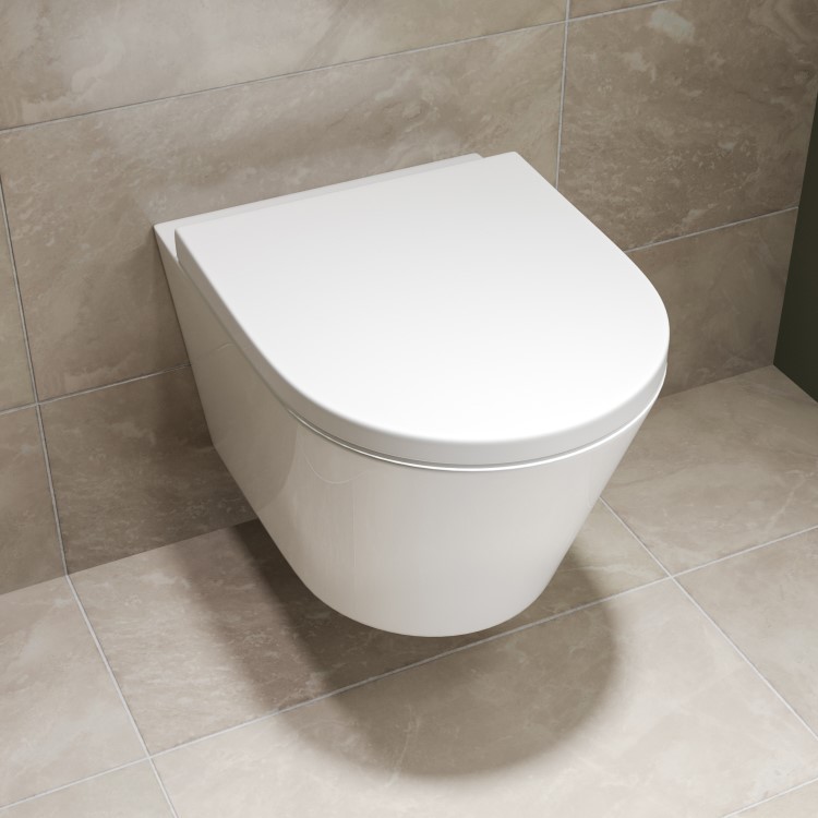 Wall Hung Toilet with Soft Close Toilet Seat, Brushed Bronze Pneumatic Flush Plate, 1168mm Frame & Cistern - Newport