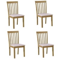 4 New Haven Wooden Dining Chairs with Cream Fabric Seats 4 New Haven Wooden Dining Chairs with Cream Fabric Seats