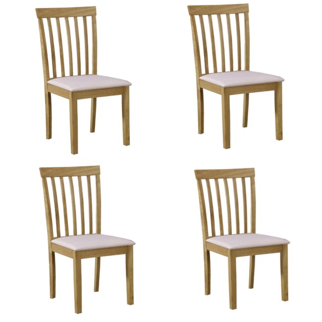 4 New Haven Wooden Dining Chairs with Cream Fabric Seats