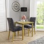 New Haven Solid Oak Dining Table with 2 Grey Velvet Dining Chairs