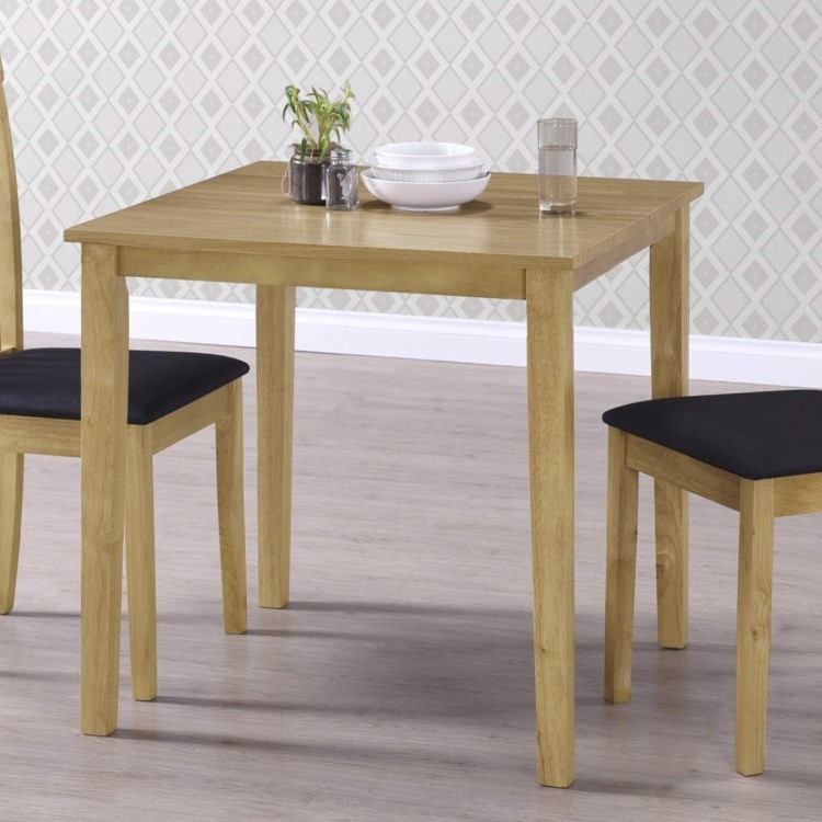 New Haven Solid Oak Dining Table with 2 Grey Velvet Dining Chairs