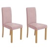 Round Oak Drop Leaf Dining Table &amp; 2 Pink Velvet Chairs