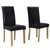 New Haven Oak Extendable Dining Set with 4 Black Leather Dining Chairs