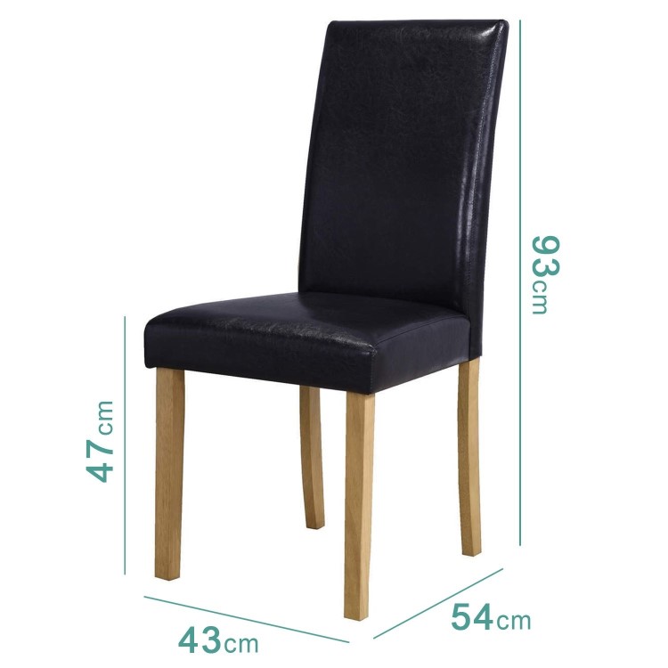 New Haven Oak Extendable Dining Set with 4 Black Leather Dining Chairs