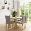 New Haven Oak Extendable Dining Set with 6 Grey Fabric Chairs