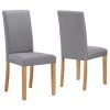 New Haven Oak Extendable Dining Set with 6 Grey Fabric Chairs