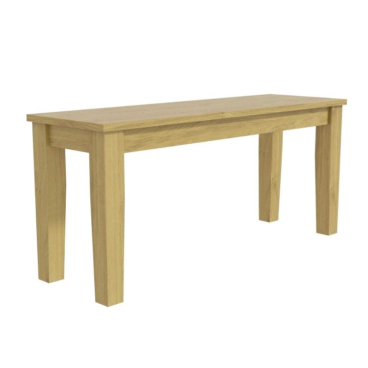 New Haven Oak Extendable Dining Set with Black Faux Leather Dining Chairs and Dining Bench