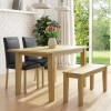 New Haven Oak Extendable Dining Set with 2 Black Faux Leather and 1 Bench
