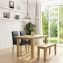 New Haven Oak Extendable Dining Set with Black Faux Leather Dining Chairs and Dining Bench
