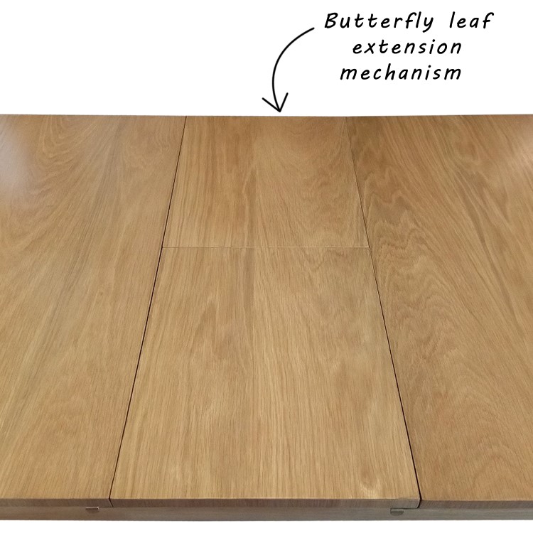 New Haven Oak Extendable Dining Set with Black Faux Leather Dining Chairs and Dining Bench