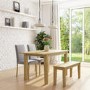 New Haven Oak Extendable Dining Set with 2 Grey Dining Chairs and Dining Bench