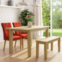 New Haven Oak Extendable Dining Set with 2 Orange Velvet Dining Chairs and Dining Bench