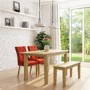 New Haven Oak Extendable Dining Set with 2 Orange Velvet Dining Chairs and Dining Bench