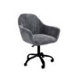 Walnut & Grey Velvet Office Leaning Desk and Chair Set - Nico