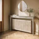 BUN/NOA003/91511 Large & Narrow Taupe Radiator Cover with Brass Handles - 150cm - Noa