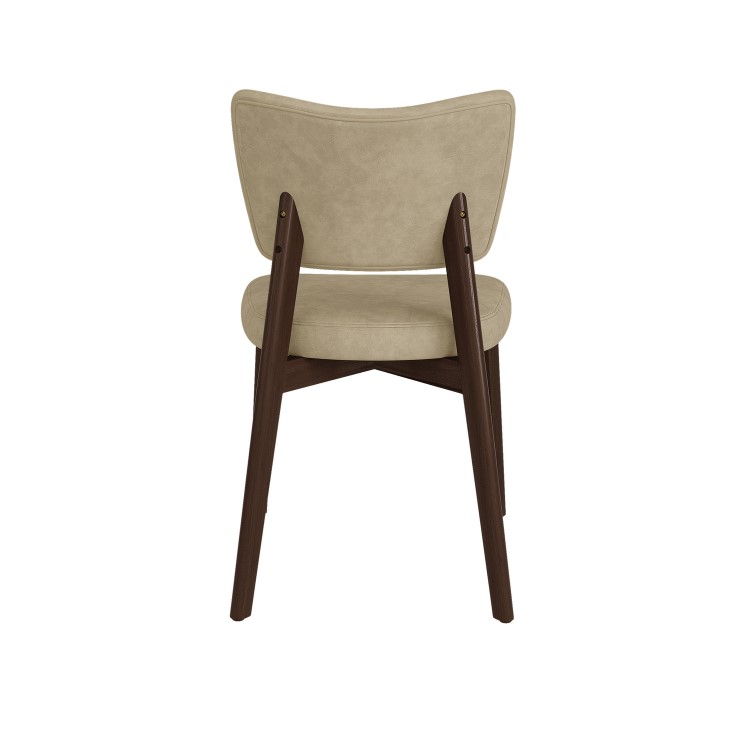 Set of 2 Beige Faux Leather Dining Chairs with Walnut Legs - Greta