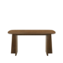 Walnut Dining Table Set with 6 Beige Faux Leather Curved Back Dining Chairs - Noor