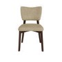 Walnut Dining Table Set with 6 Beige Faux Leather Curved Back Dining Chairs - Noor
