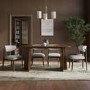 Walnut Dining Table Set with 4 Beige Upholstered Dining Chairs - Seats 4 - Noor