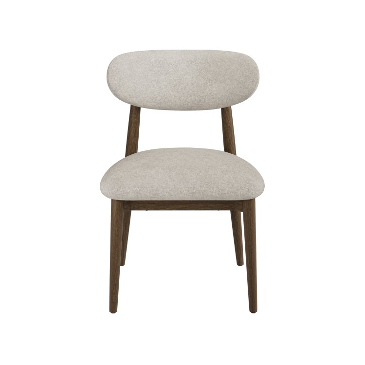 Walnut and Beige Upholstered Curved Dining Chair with Solid Wood Open Back - Kori