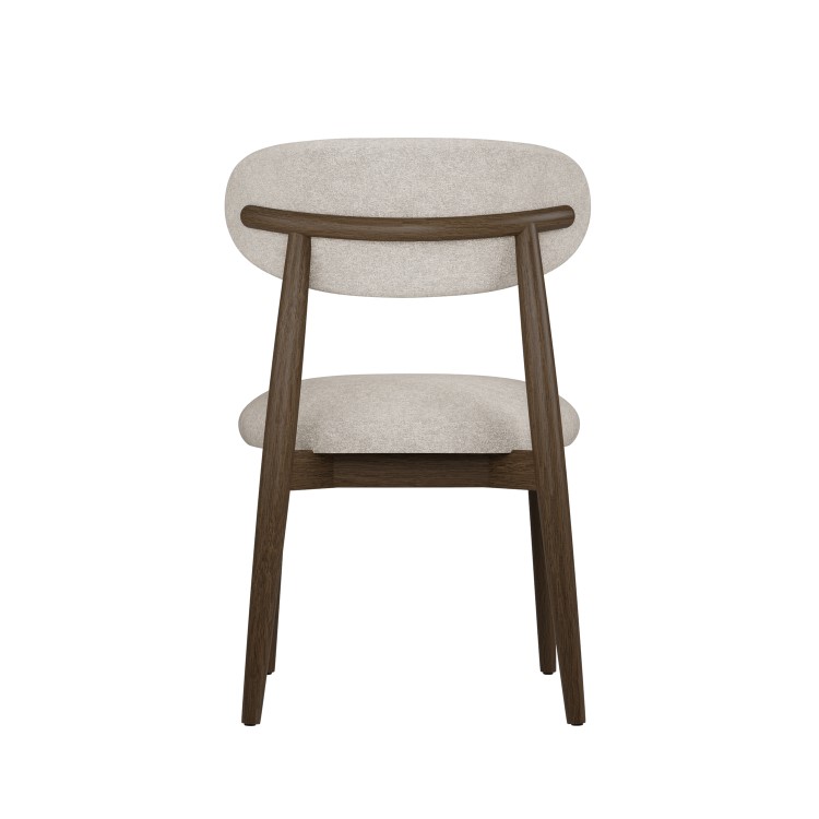 Walnut and Beige Upholstered Curved Dining Chair with Solid Wood Open Back - Kori