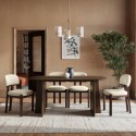 BUN/NOOR001/98735 Rectangular Walnut Dining Table Set with 4 Cream Upholstered Chairs - Seats 4 - Noor