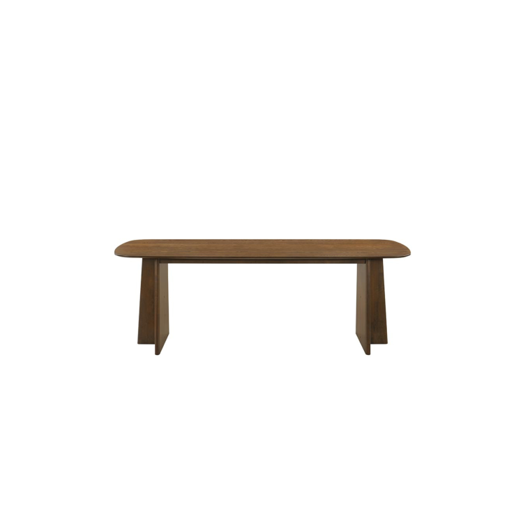 Walnut Dining Table Set with 6 Beige Upholstered Curved Dining Chairs - Seats 6 - Noor